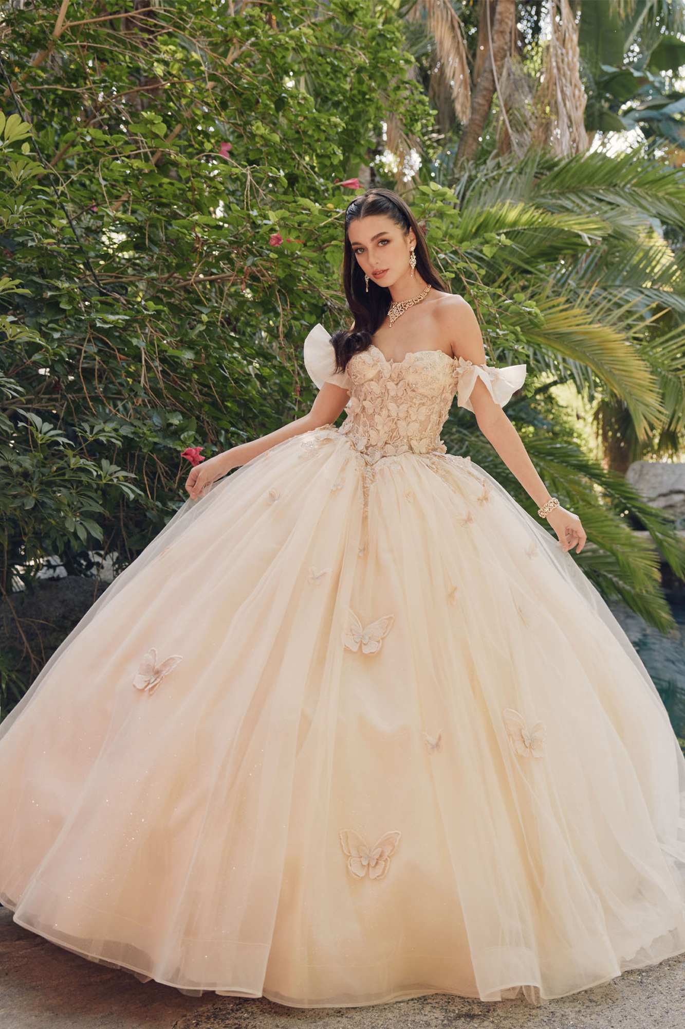 Juliet JT1448J Off the Shoulder A-Line Poofy Quinceanera Ball Gown