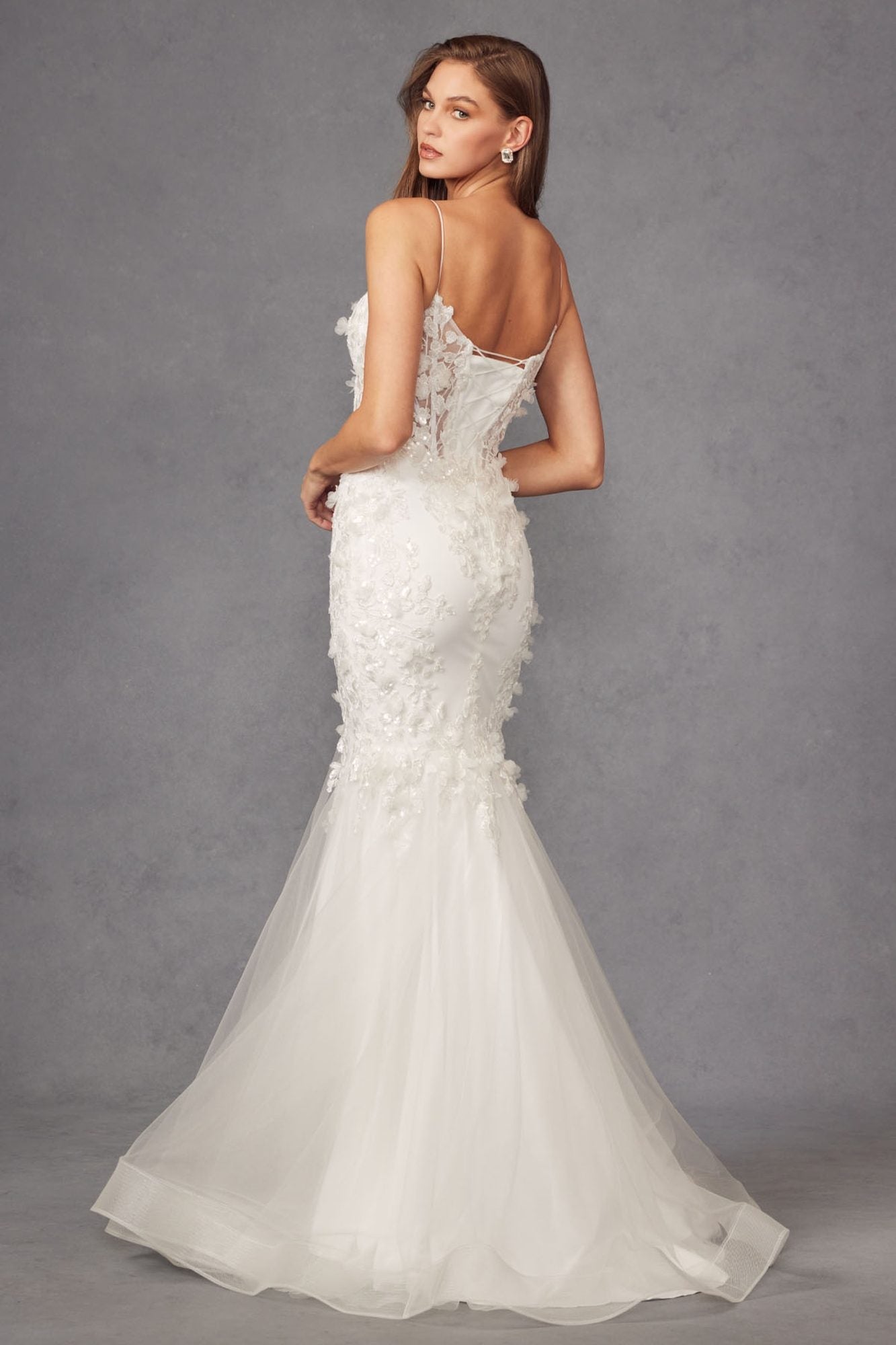 Juliet JT2469KW Long Sweetheart Boned Embellished Bodice Trumpet Gown