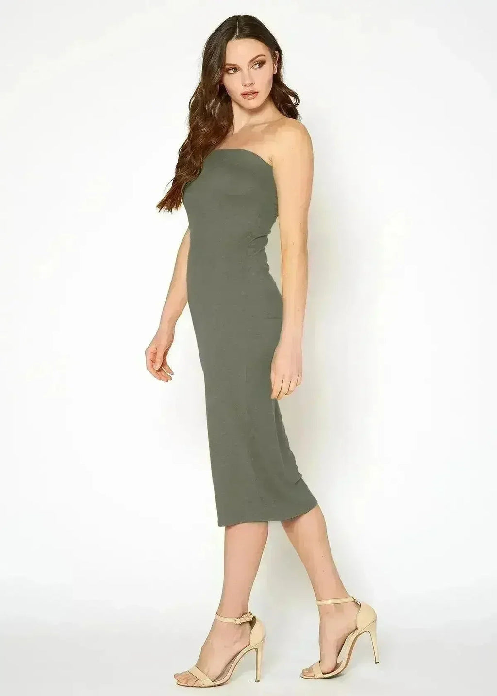 Women's Tube Top Bodycon Midi Dress