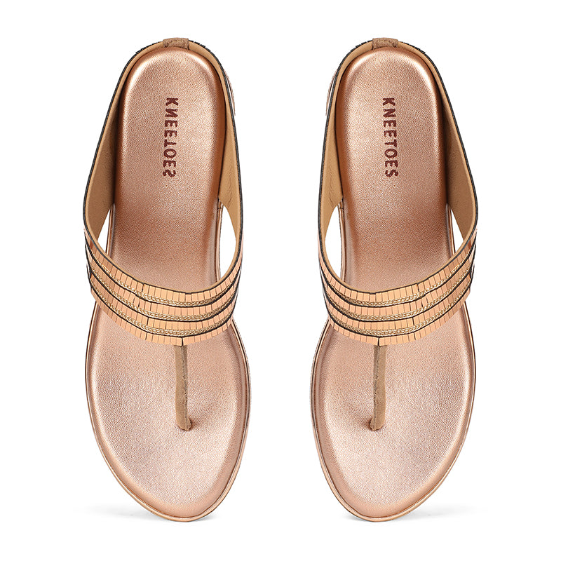 Shynara - Gold Thong Wedges