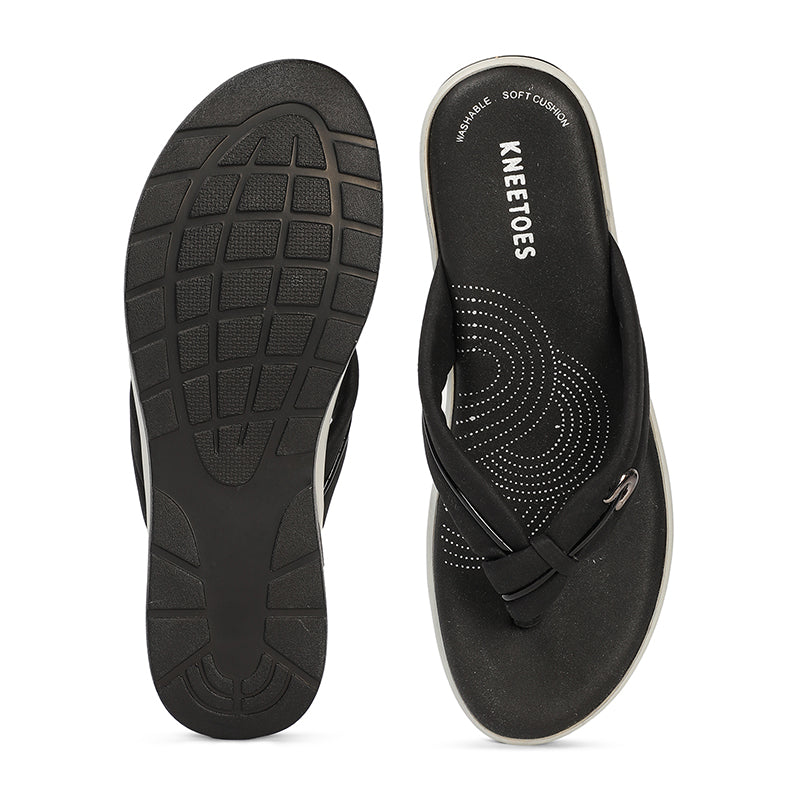 Sarya - Black Thong Wedges