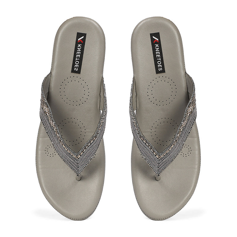 Bexley- Grey Thong Wedges