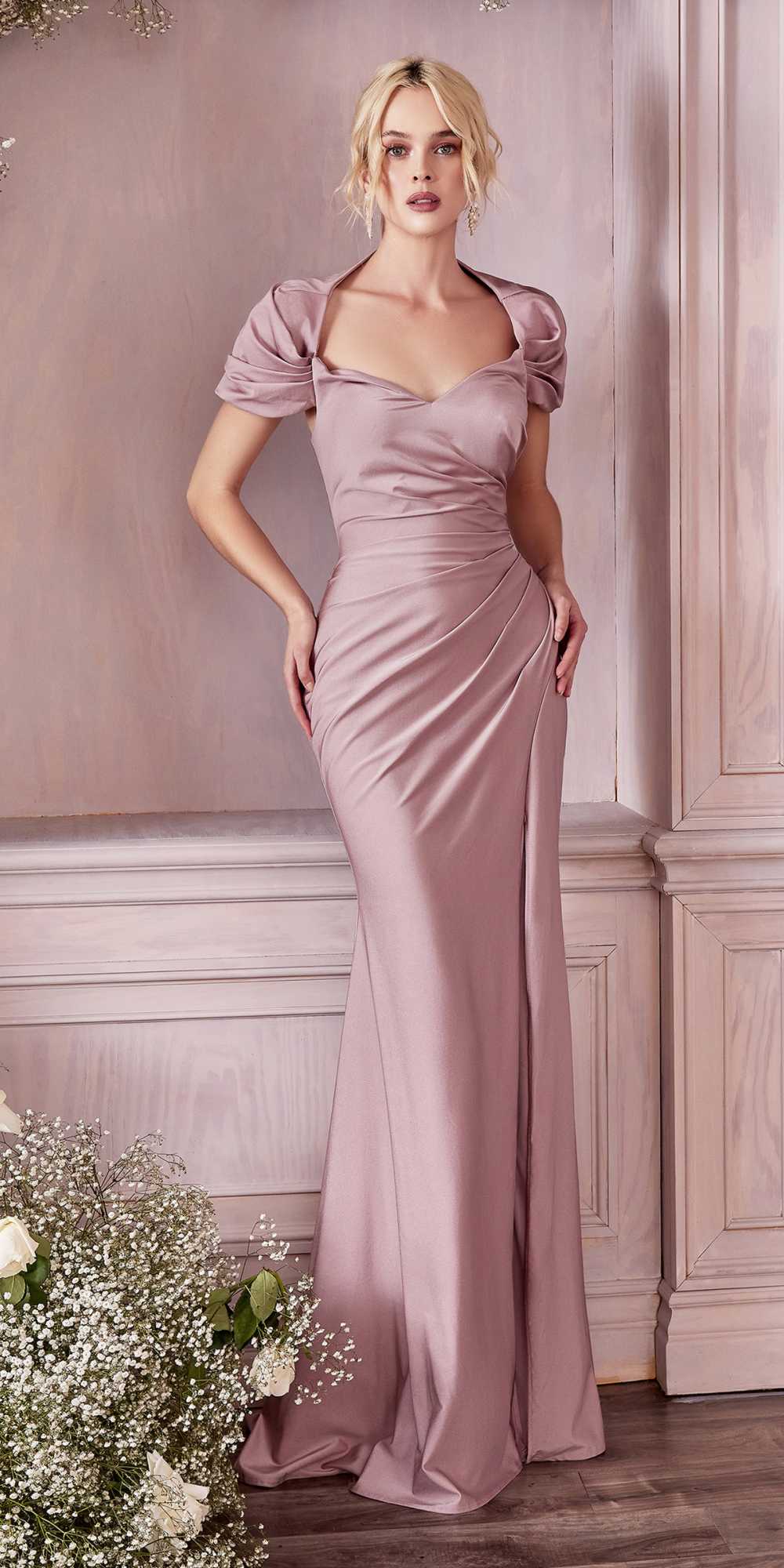 Cinderella Divine KV1061 Cap Sleeve With Shawl Long Fitted Dress