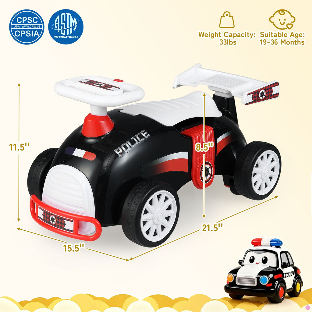 Kids Ride On Car Sliding Toy with Music and Under-Seat Storage