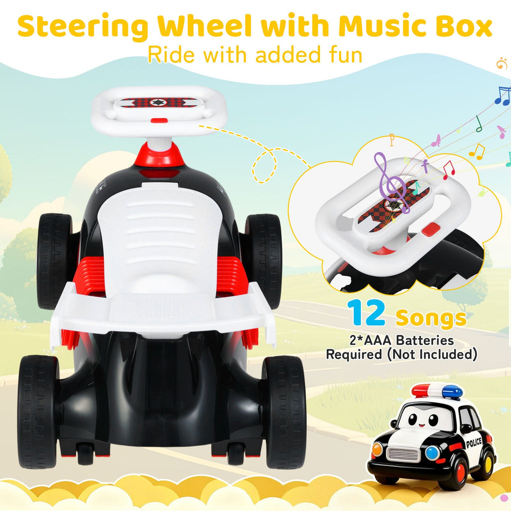 Kids Ride On Car Sliding Toy with Music and Under-Seat Storage
