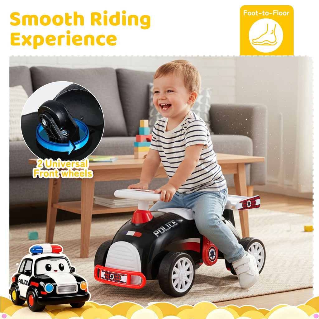 Kids Ride On Car Sliding Toy with Music and Under-Seat Storage