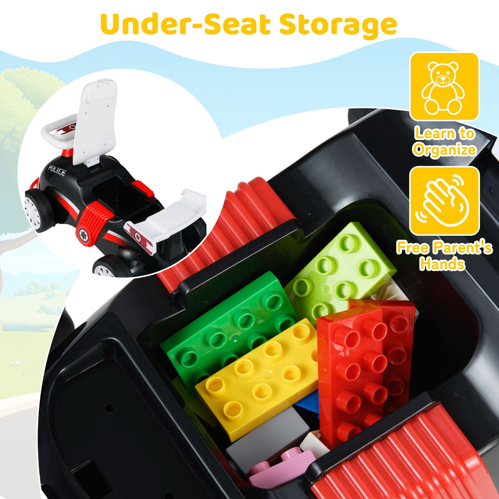 Kids Ride On Car Sliding Toy with Music and Under-Seat Storage
