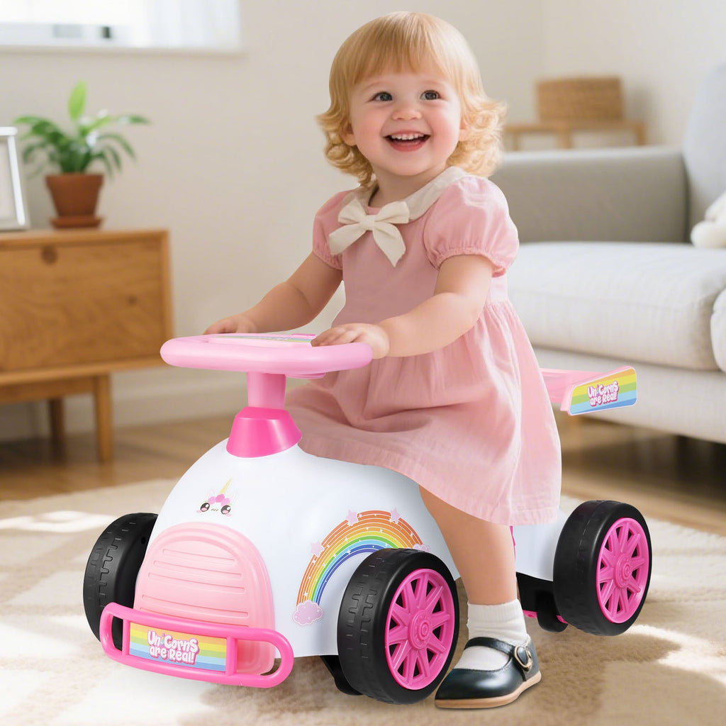 Kids Ride On Car Sliding Toy with Music and Under-Seat Storage