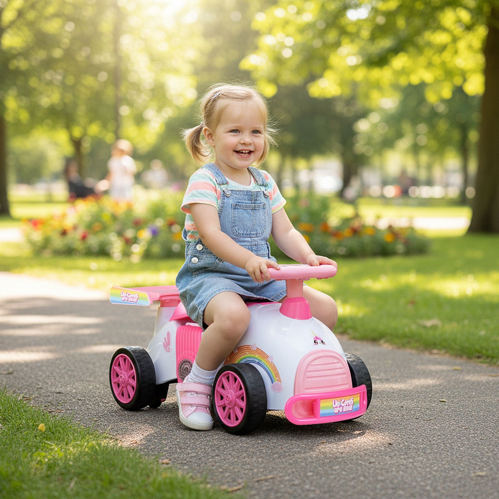 Kids Ride On Car Sliding Toy with Music and Under-Seat Storage