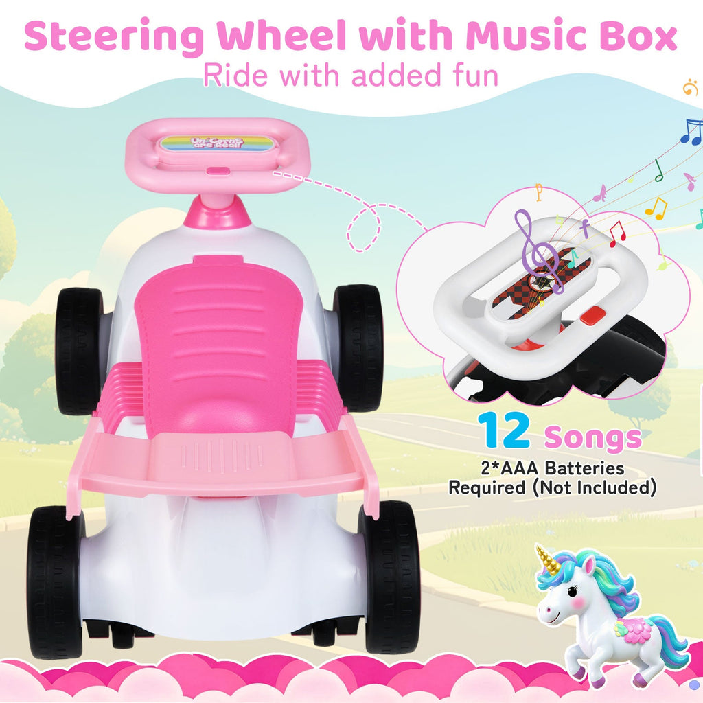 Kids Ride On Car Sliding Toy with Music and Under-Seat Storage