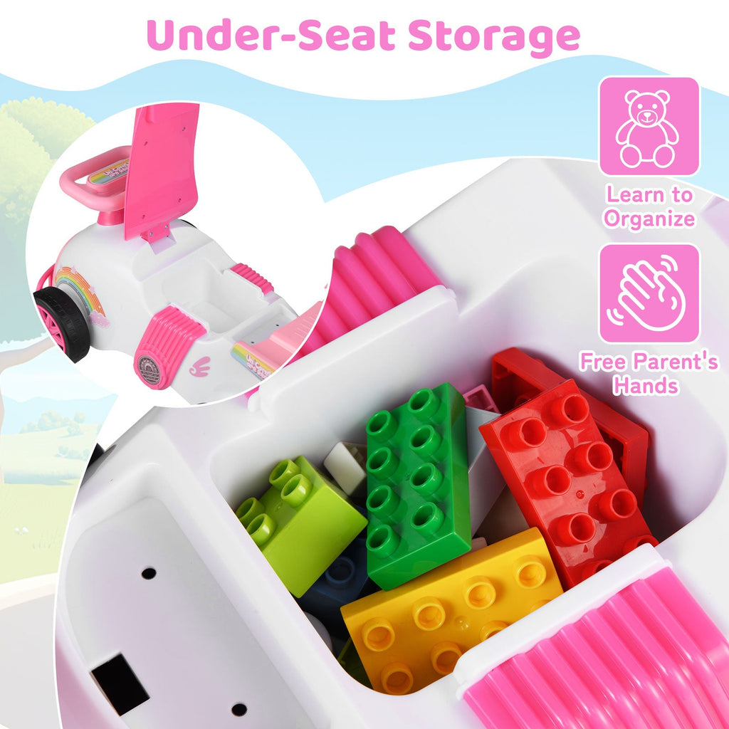 Kids Ride On Car Sliding Toy with Music and Under-Seat Storage
