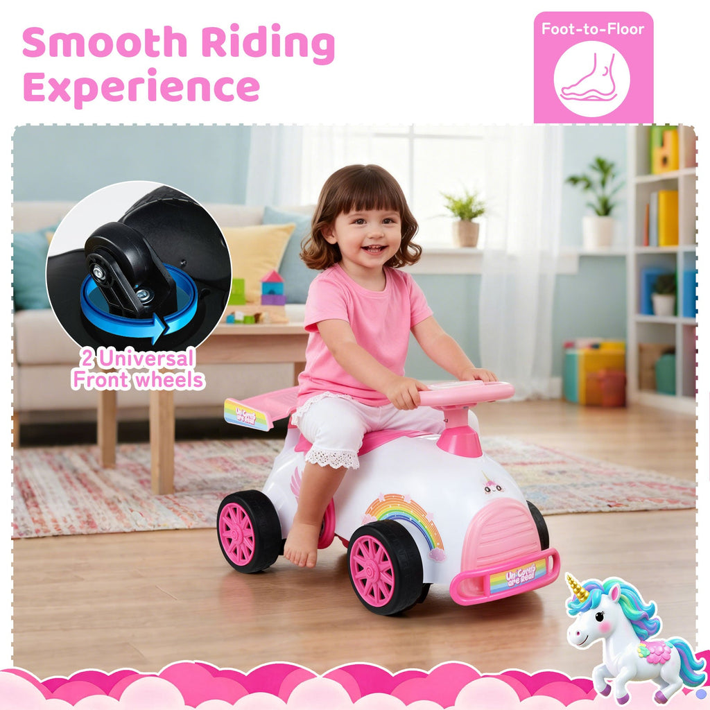 Kids Ride On Car Sliding Toy with Music and Under-Seat Storage