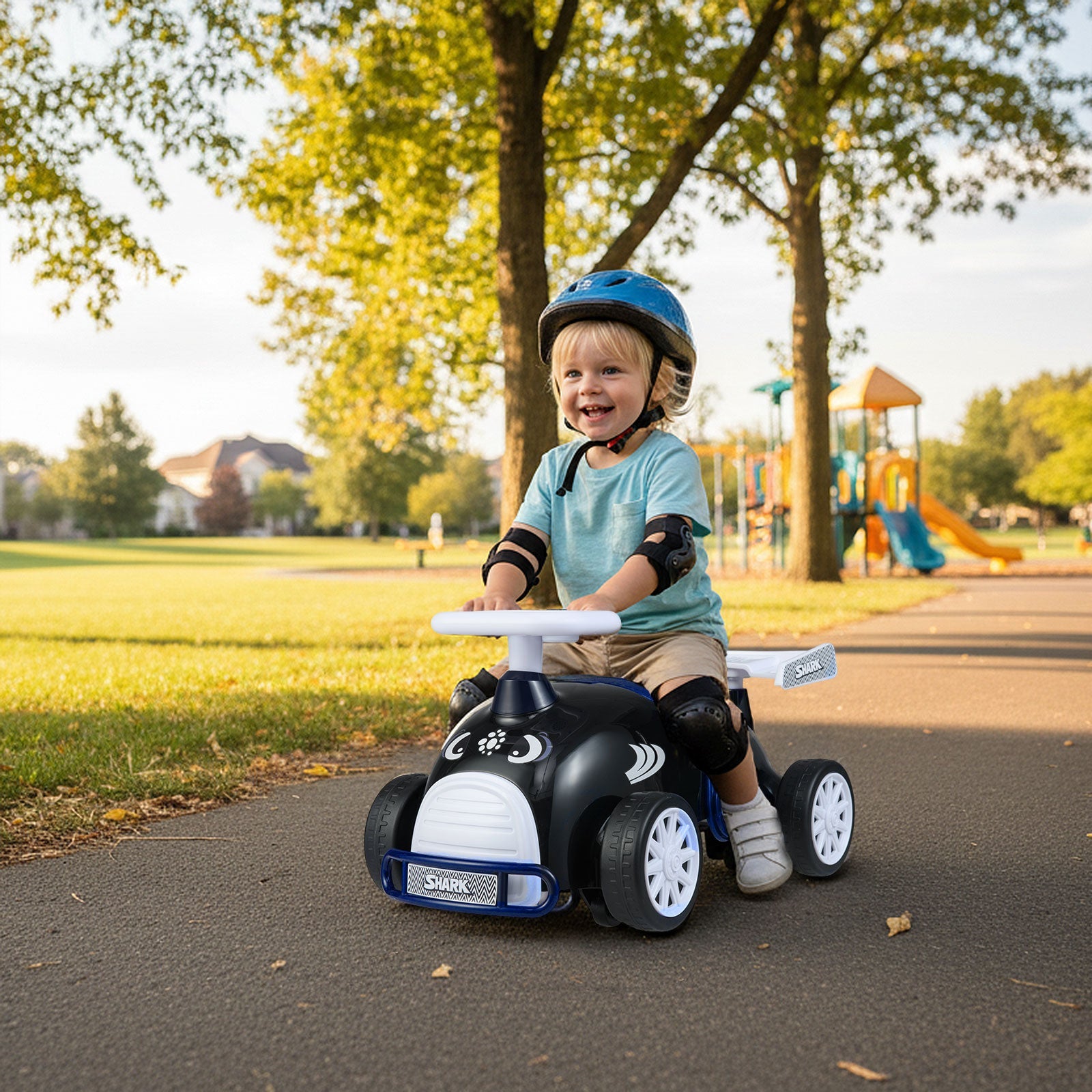 Kids Ride On Car Sliding Toy with Music and Under-Seat Storage