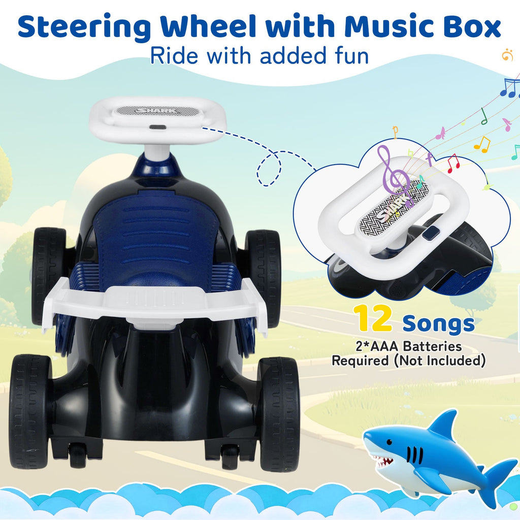 Kids Ride On Car Sliding Toy with Music and Under-Seat Storage