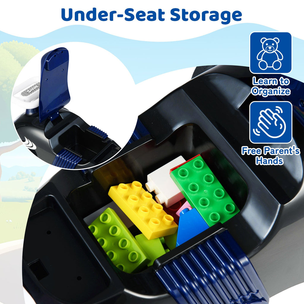 Kids Ride On Car Sliding Toy with Music and Under-Seat Storage