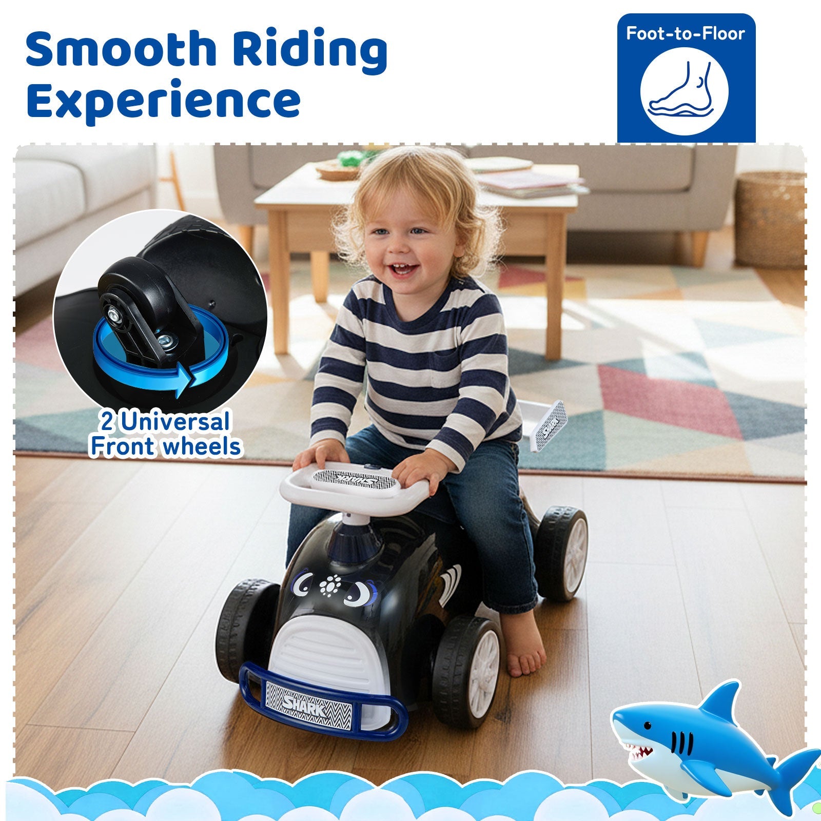 Kids Ride On Car Sliding Toy with Music and Under-Seat Storage