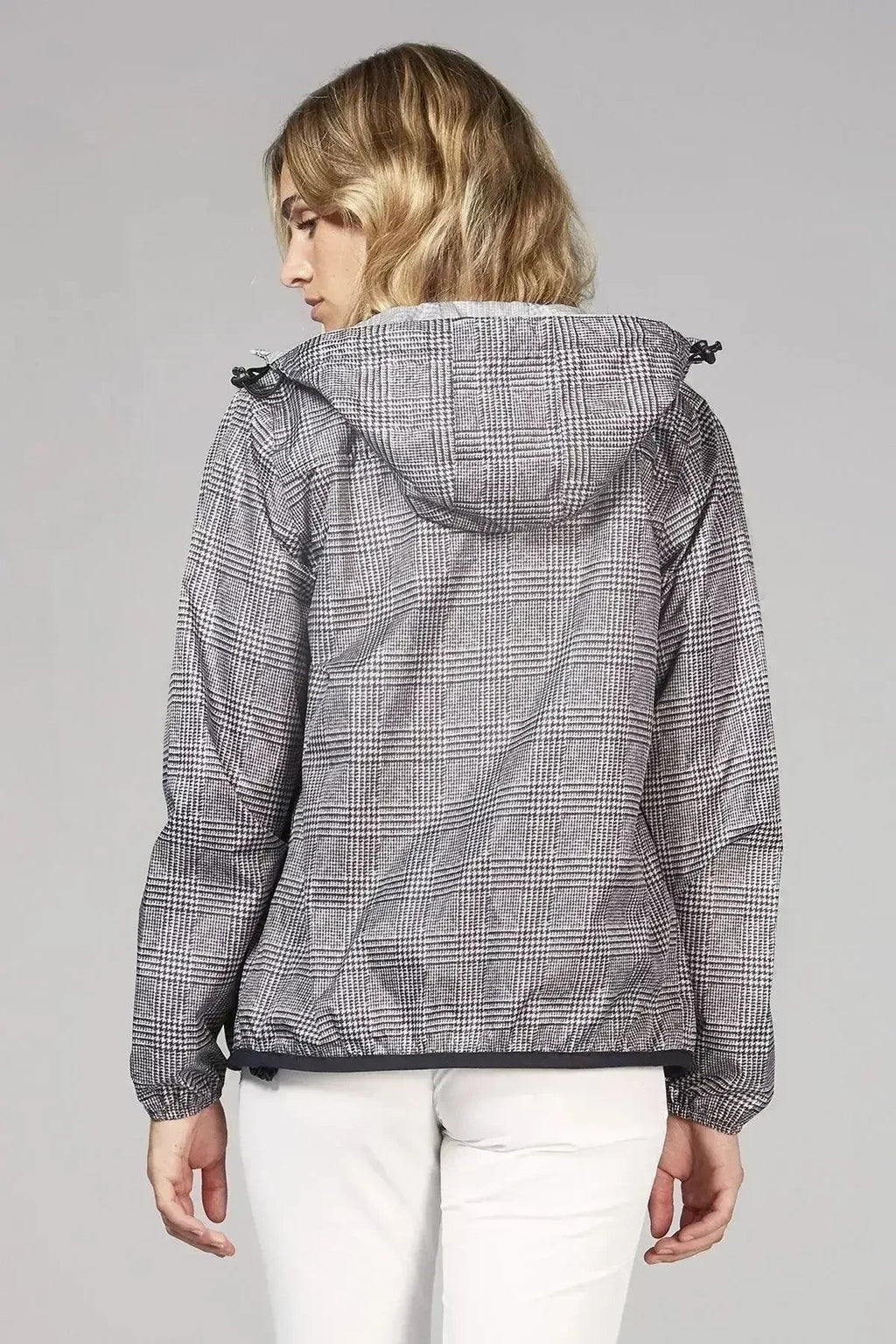 Women's plaid full zip packable rain jacket and windbreaker ***FINAL
