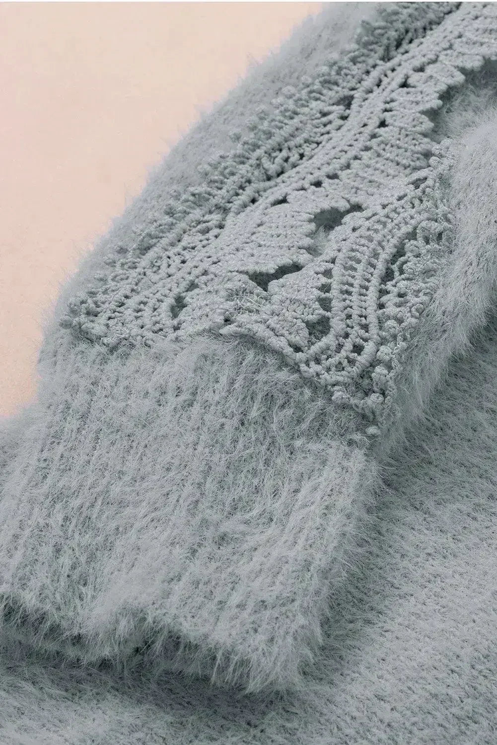 Gray Lace Splicing Sweater
