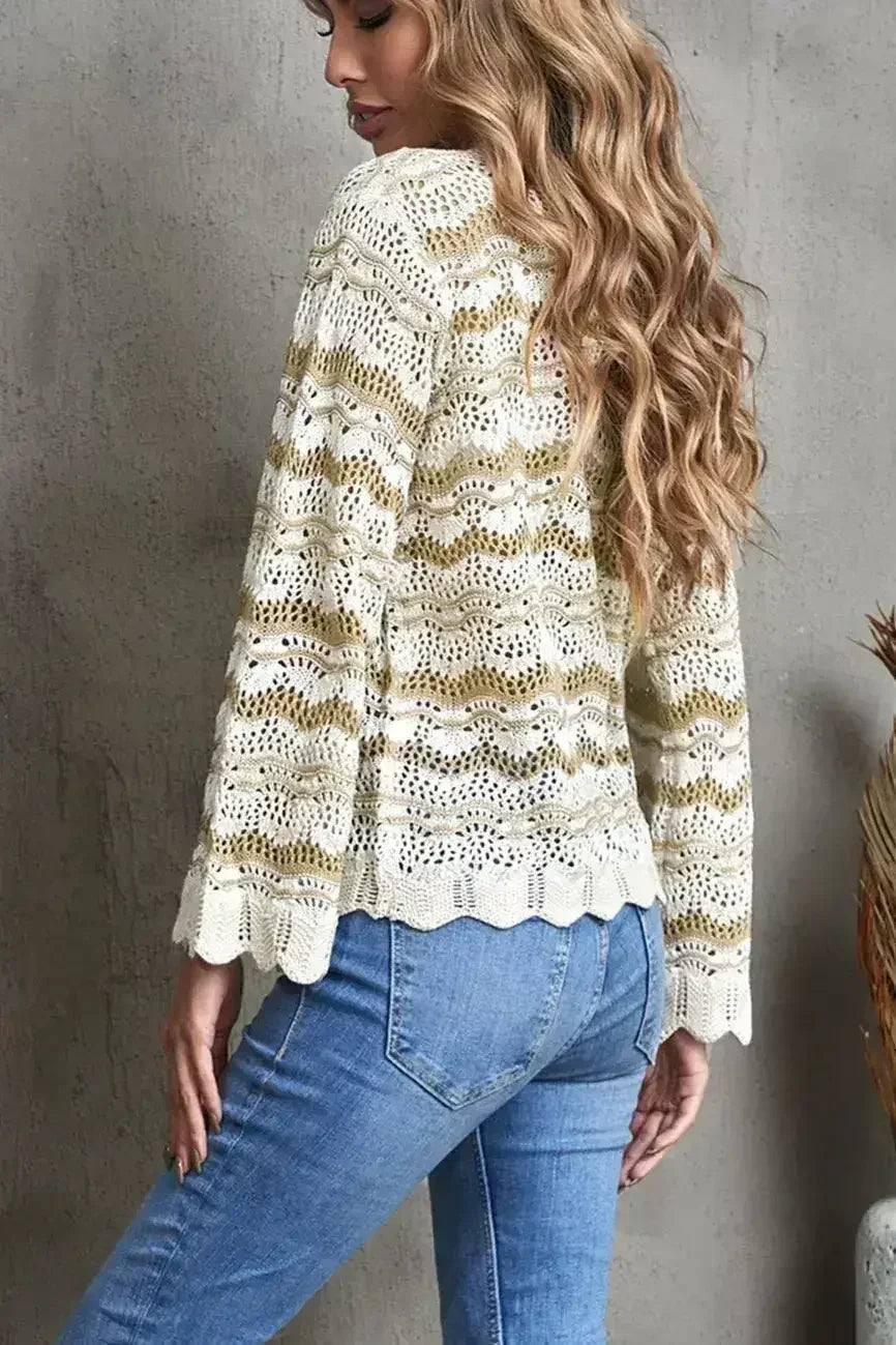 Wavy Stripe Crochet Sweater