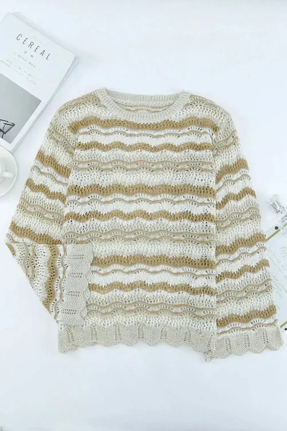 Wavy Stripe Crochet Sweater