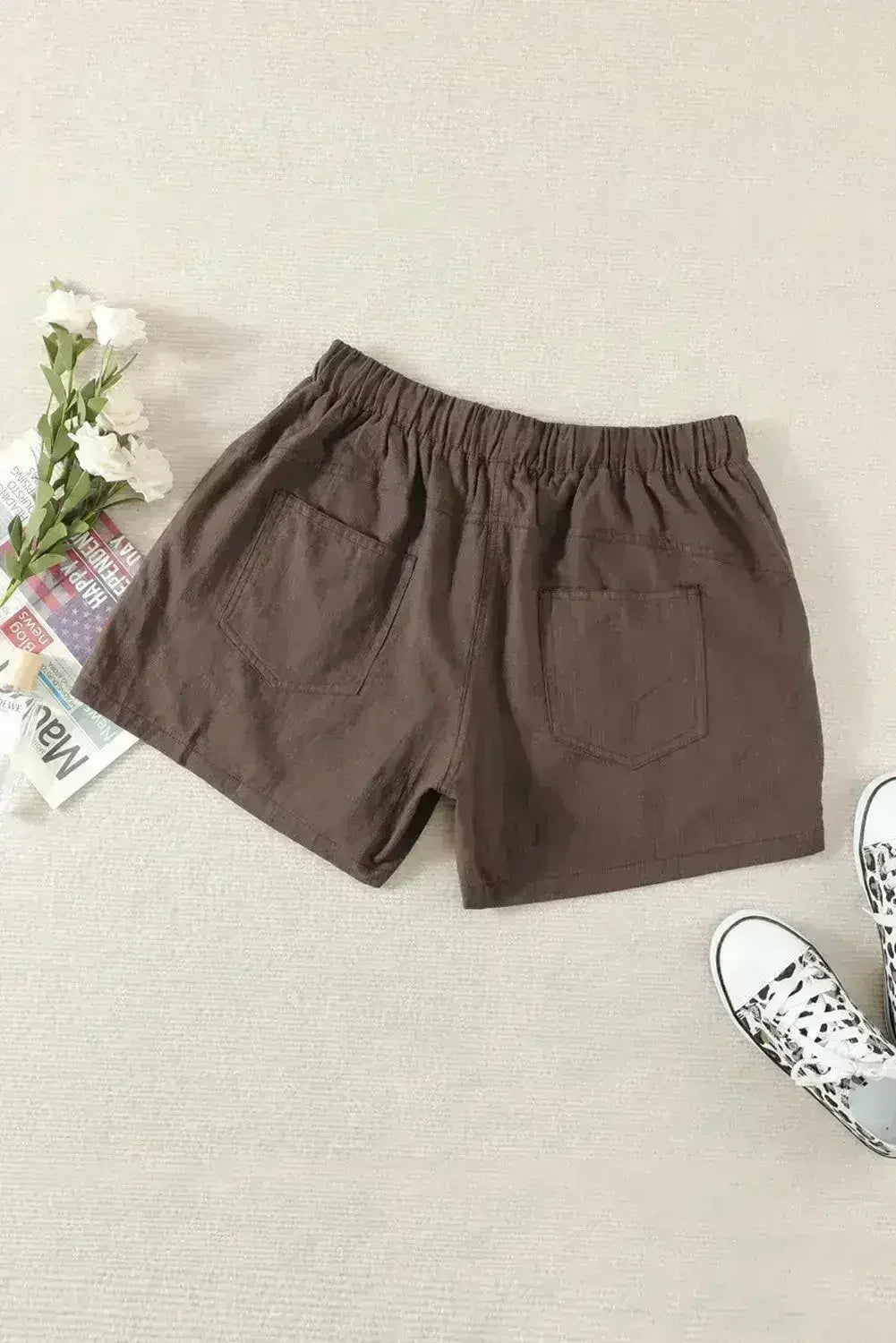 Women Casual Khaki Faylin Linen Shorts