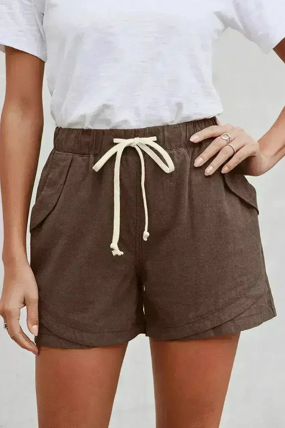 Women Casual Khaki Faylin Linen Shorts
