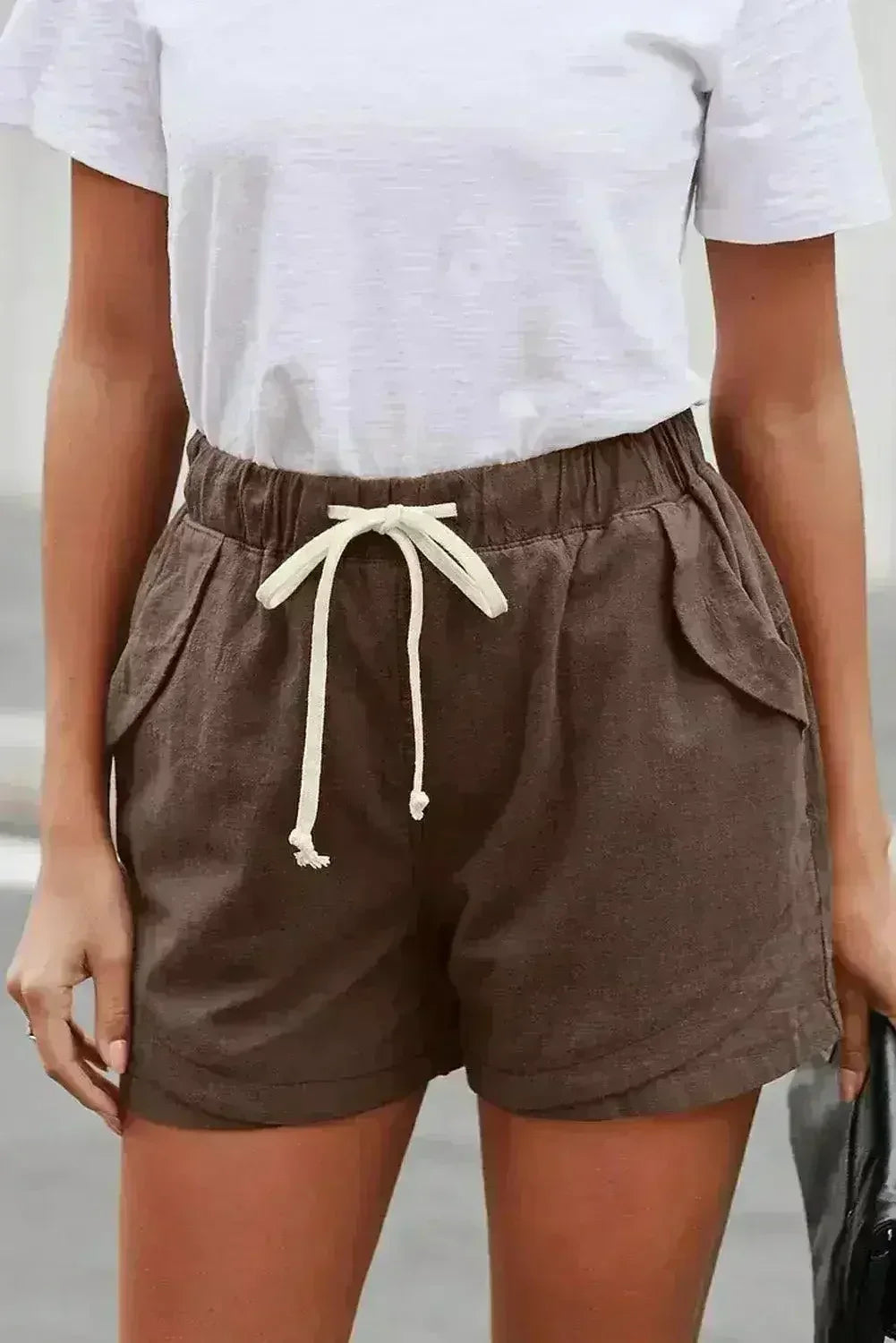 Women Casual Khaki Faylin Linen Shorts