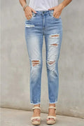 Fashion Light Blue Distressed Boyfriend Denim Pants