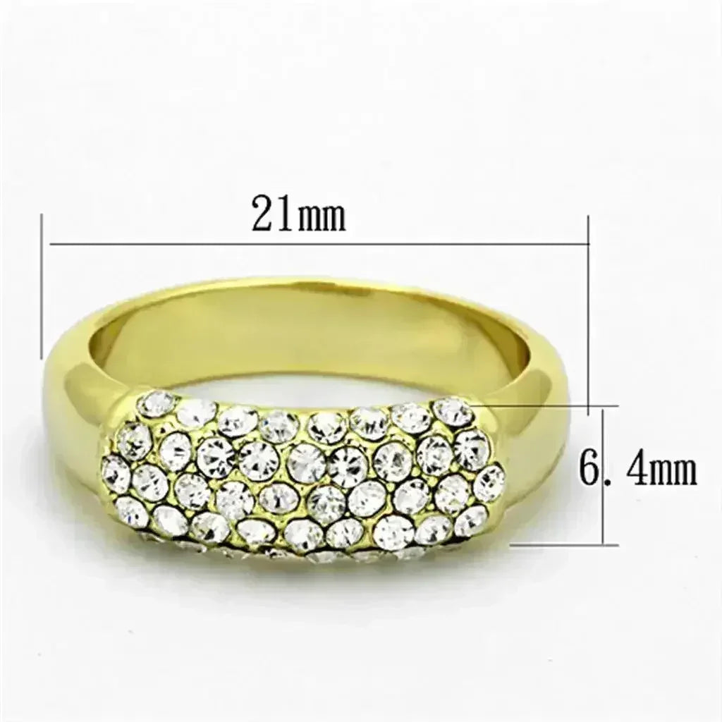 Gold Brass Ring – Clear Top-Grade Crystal Elegance