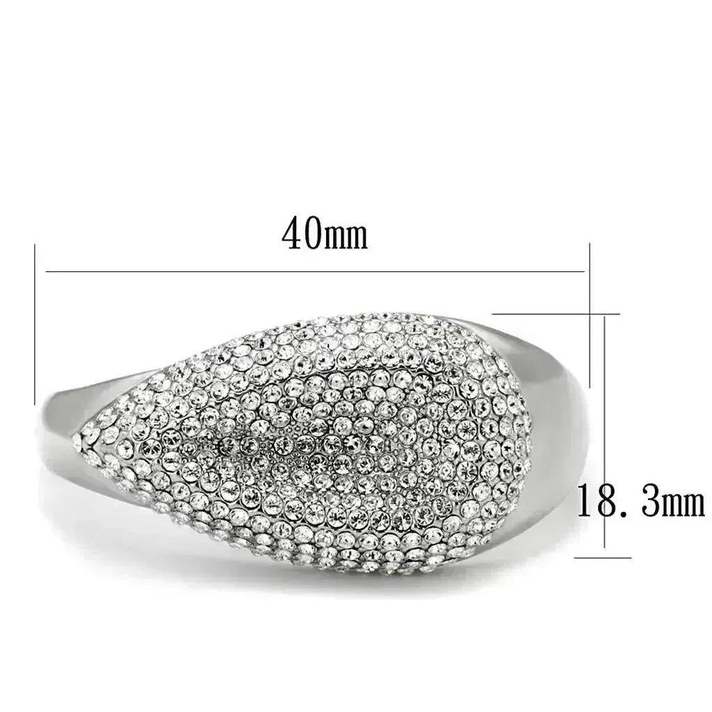 Rhodium-Plated Brass Ring – Dazzling Crystal Statement Piece