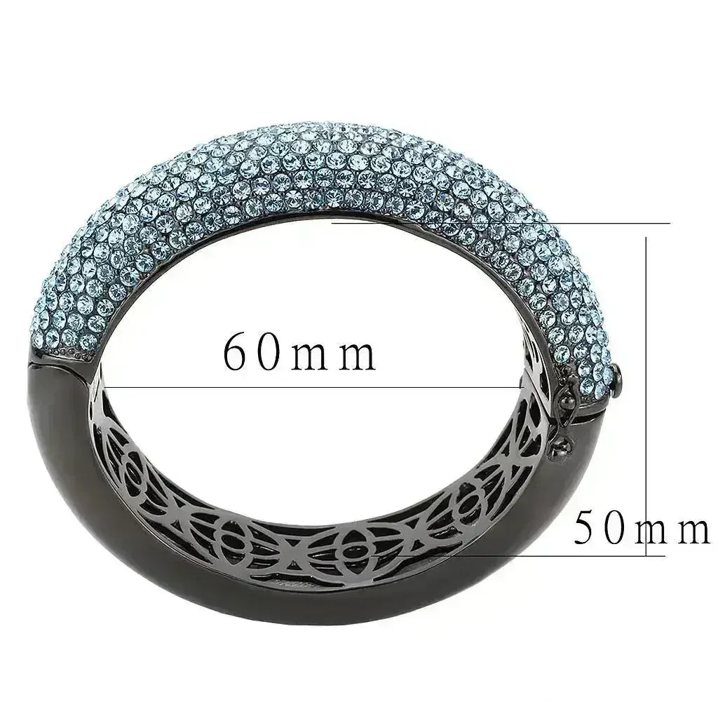 TIN Cobalt Black Brass Bangle – Sea Blue Crystal Statement Piece
