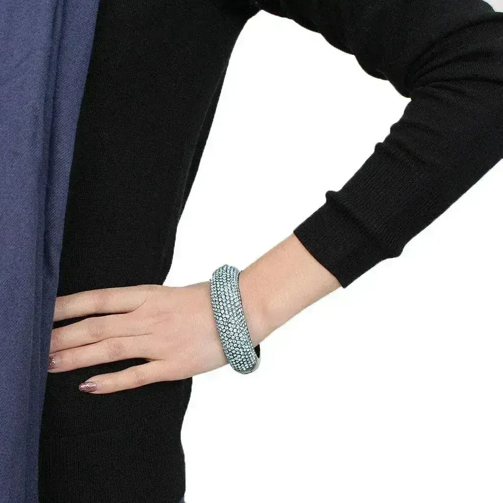 TIN Cobalt Black Brass Bangle – Sea Blue Crystal Statement Piece