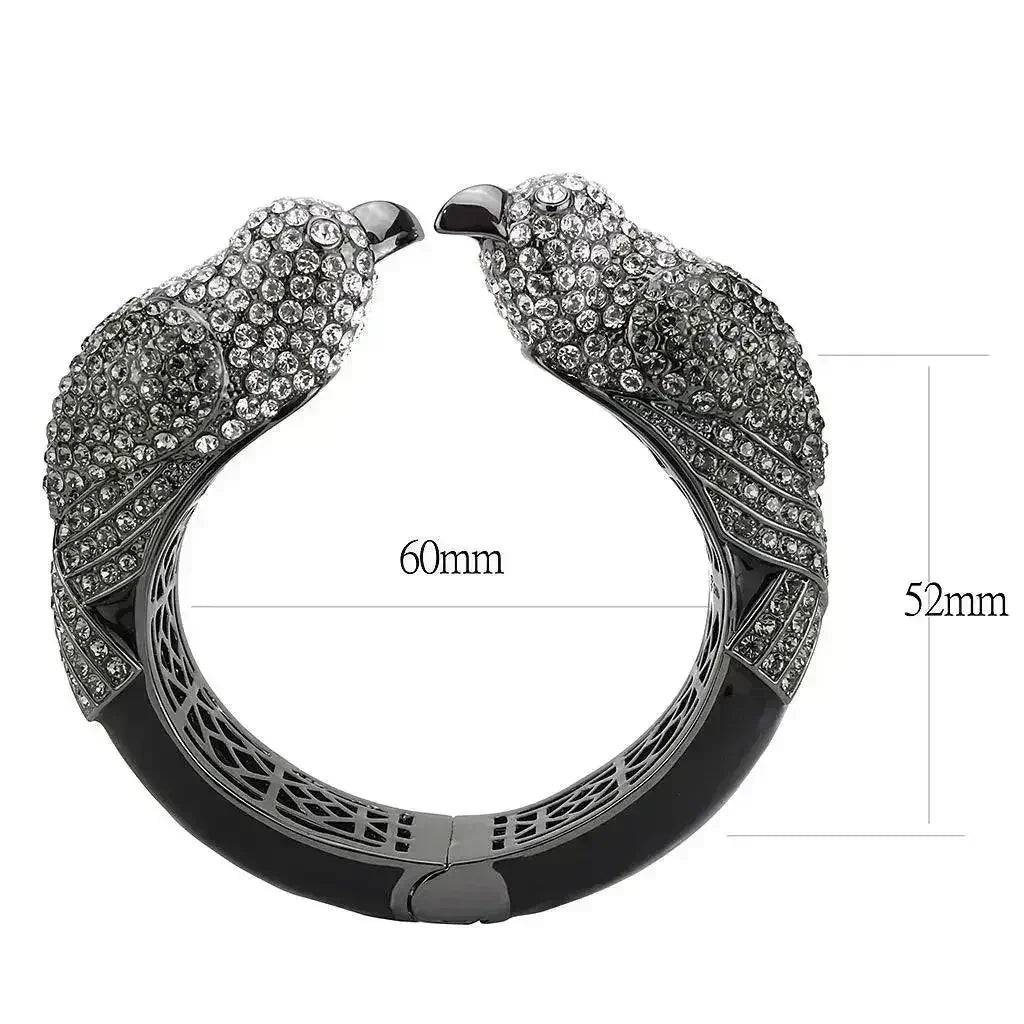 LO4333 Ruthenium Brass Bangle – Multi-Color Crystal Statement Piece