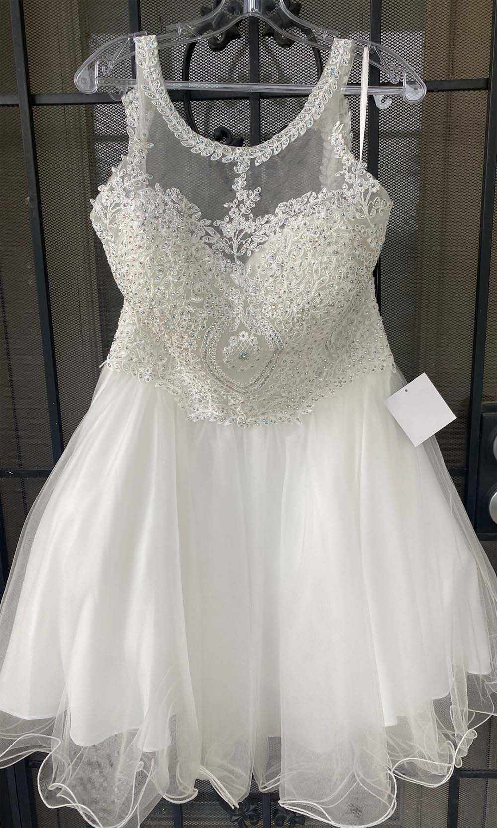 Ladivine UJ0119 Short Appliqued Bodice Halter Tulle Skirt Dress