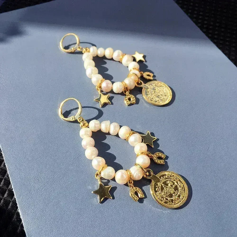 Lucky Charm Pearl Earrings | Gold Plated Freshwater Pearls - Femstylo