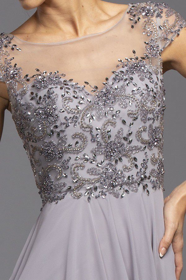CLEARANCE - Aspeed USA M2100 Illusion Bodice Beaded A-line Dress (Size L)