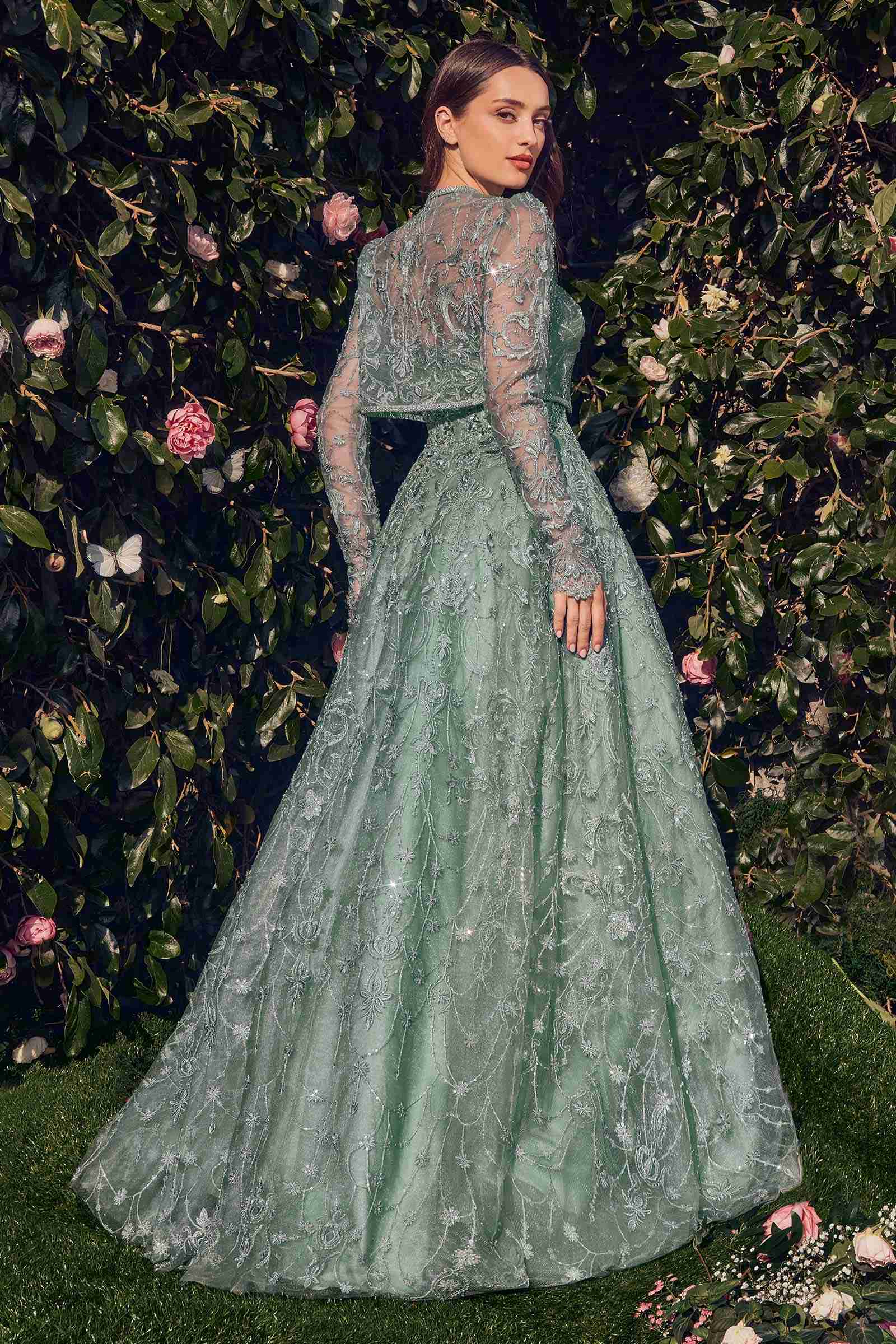 Andrea & Leo MA104 Strapless Embroidered Ball Gown With Removable Jacket