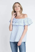 Women's Striped Off Shoulder Ruffle Stripe Blouse | Femstylo