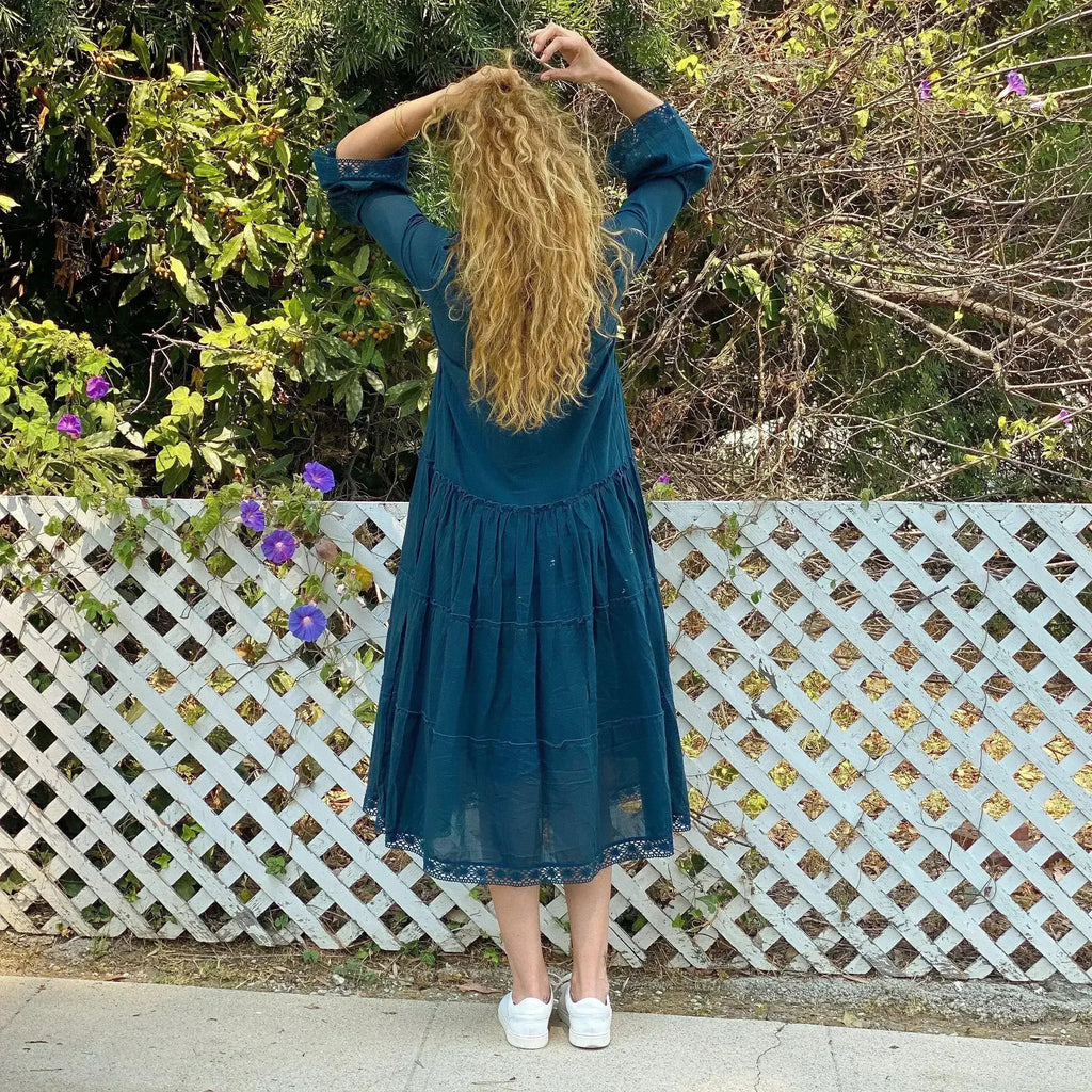 MIKA Natural Maxi Dress | Boho Peasant Style | Femstylo