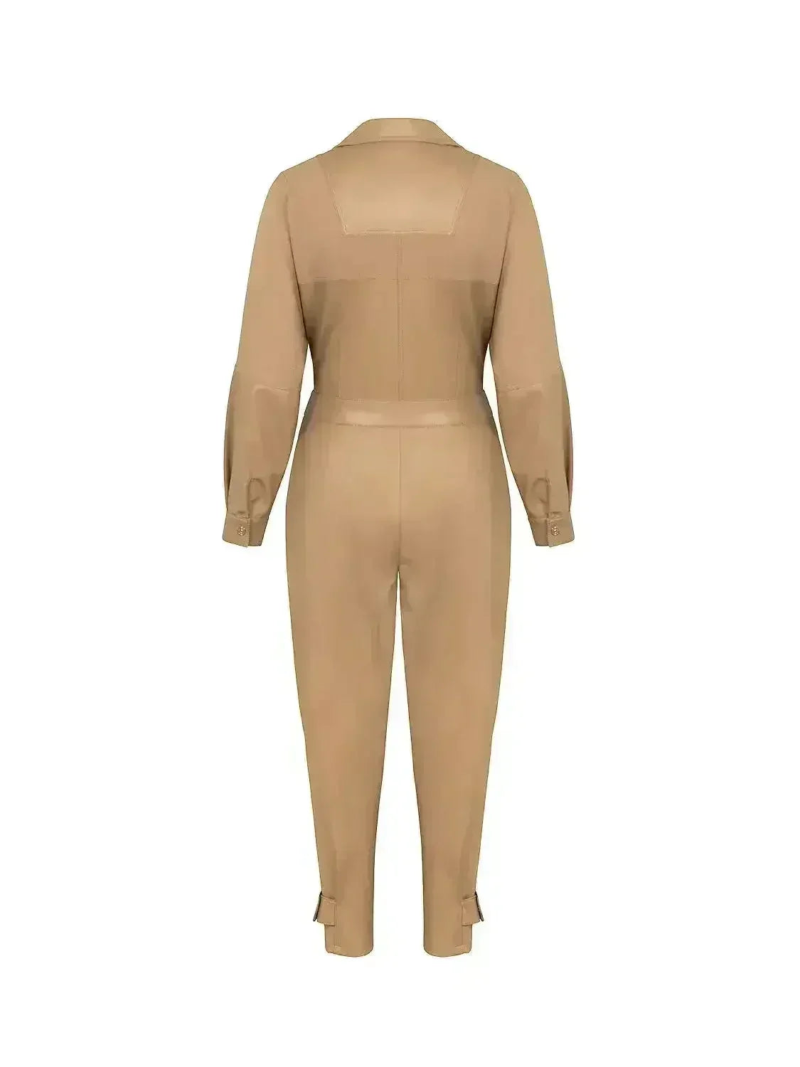 Lapel Collar Faux Leather Jumpsuit