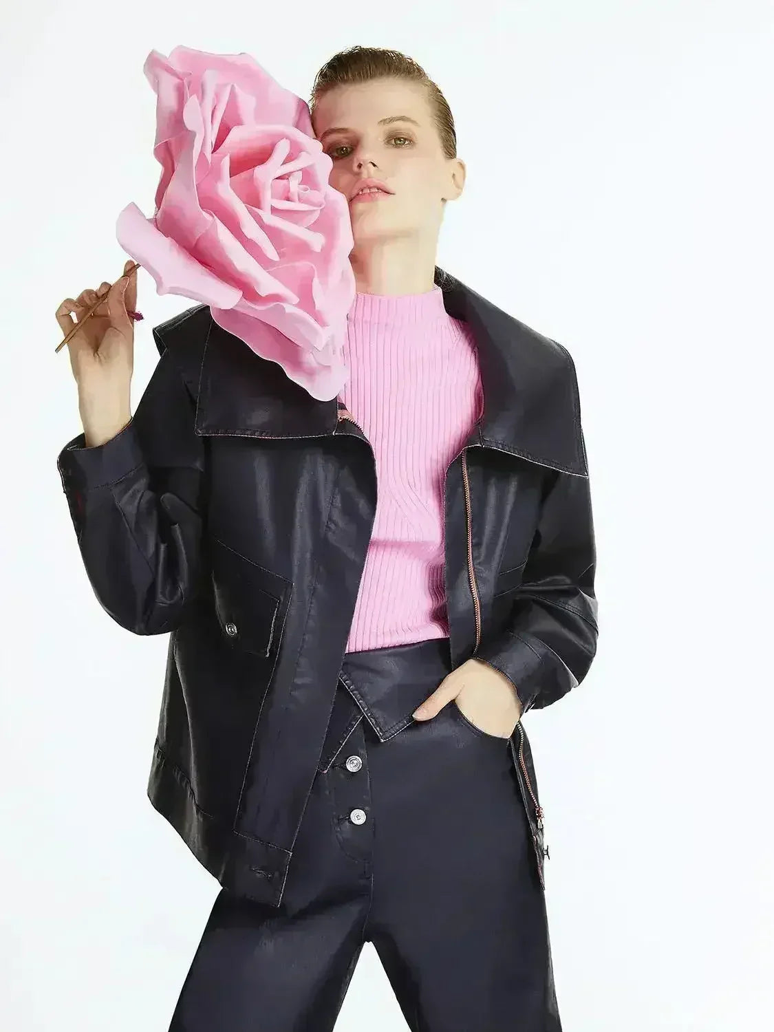 Wide Collar Coated Jacket