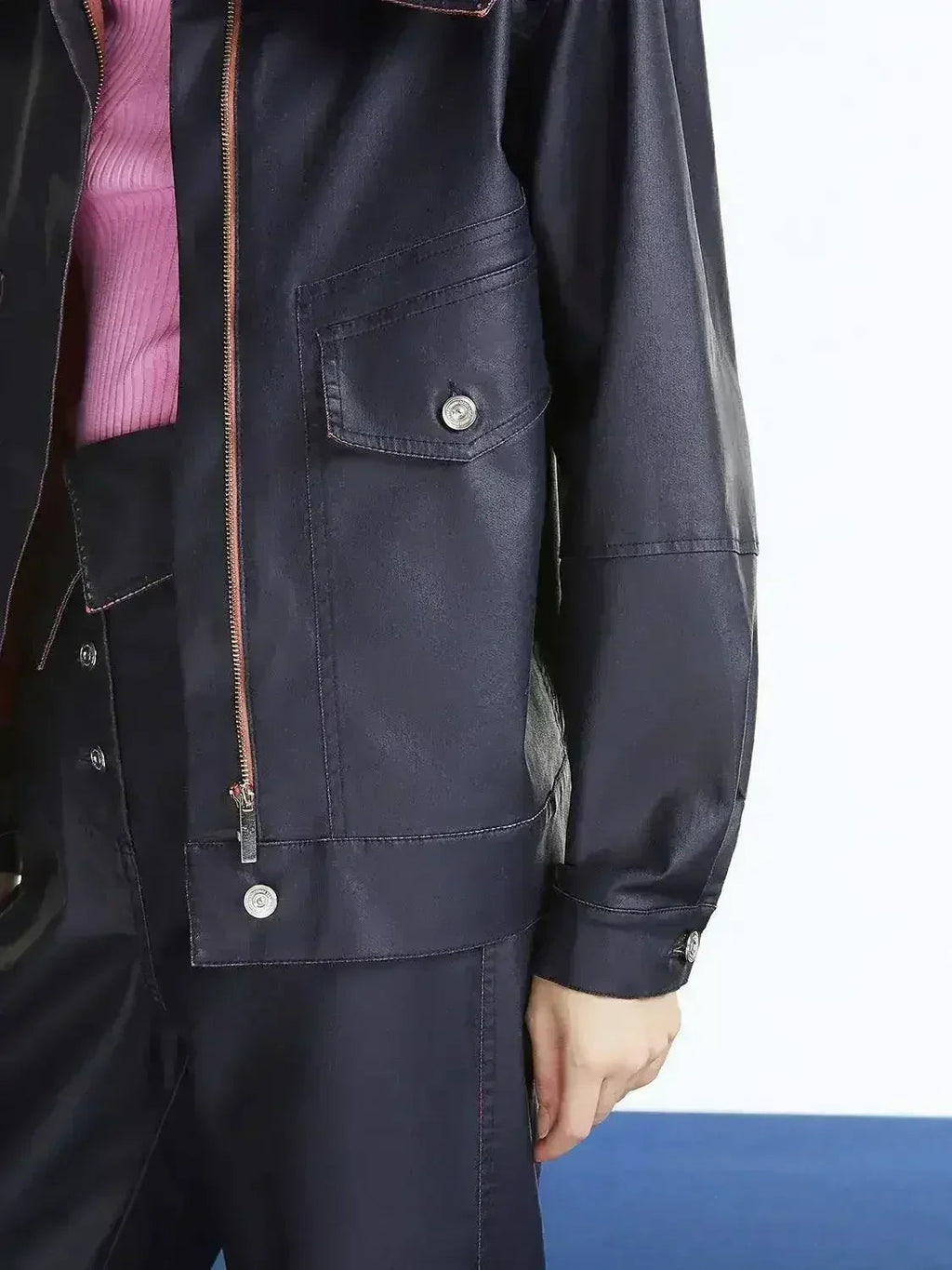 Wide Collar Coated Jacket