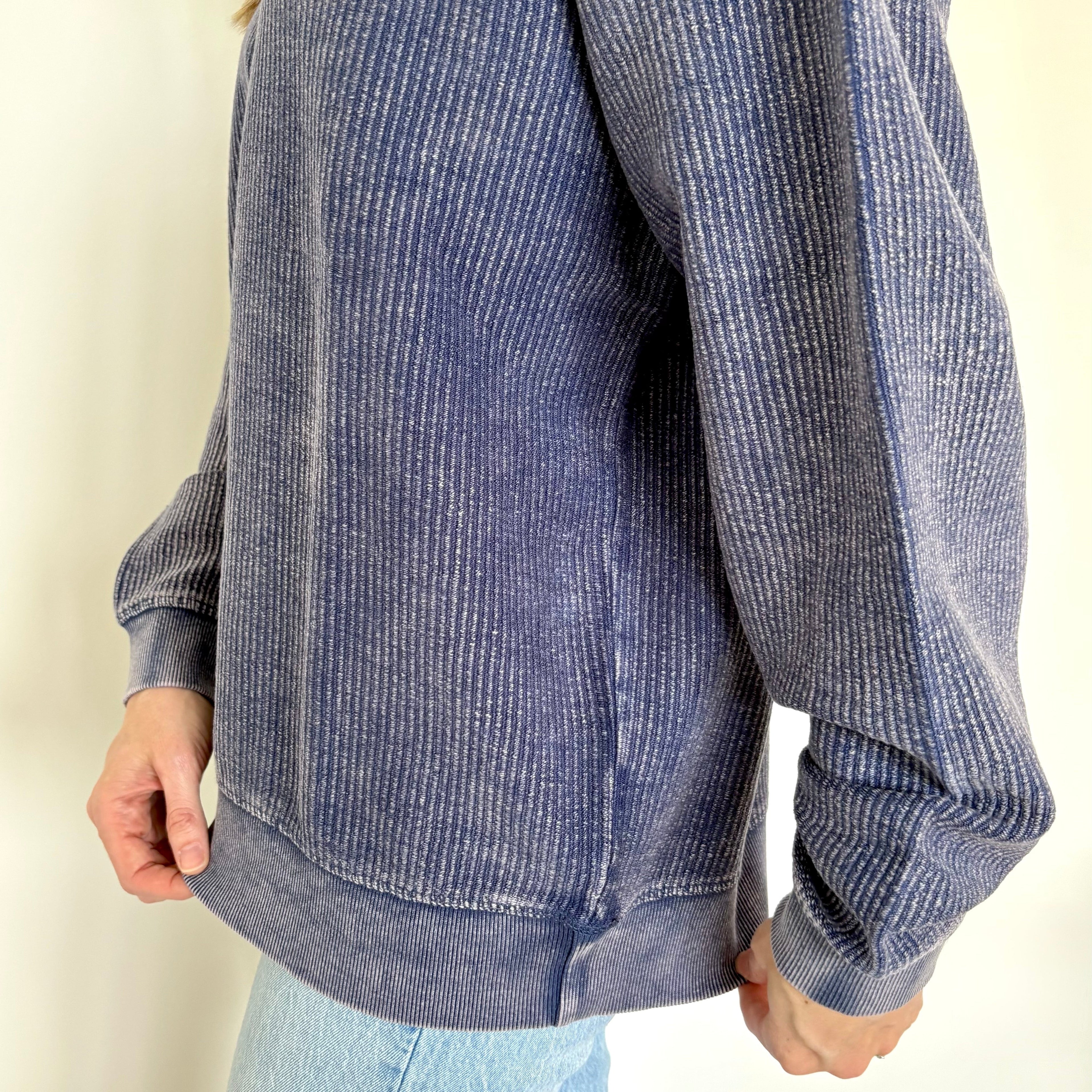 Navy Oversized Corded Crew