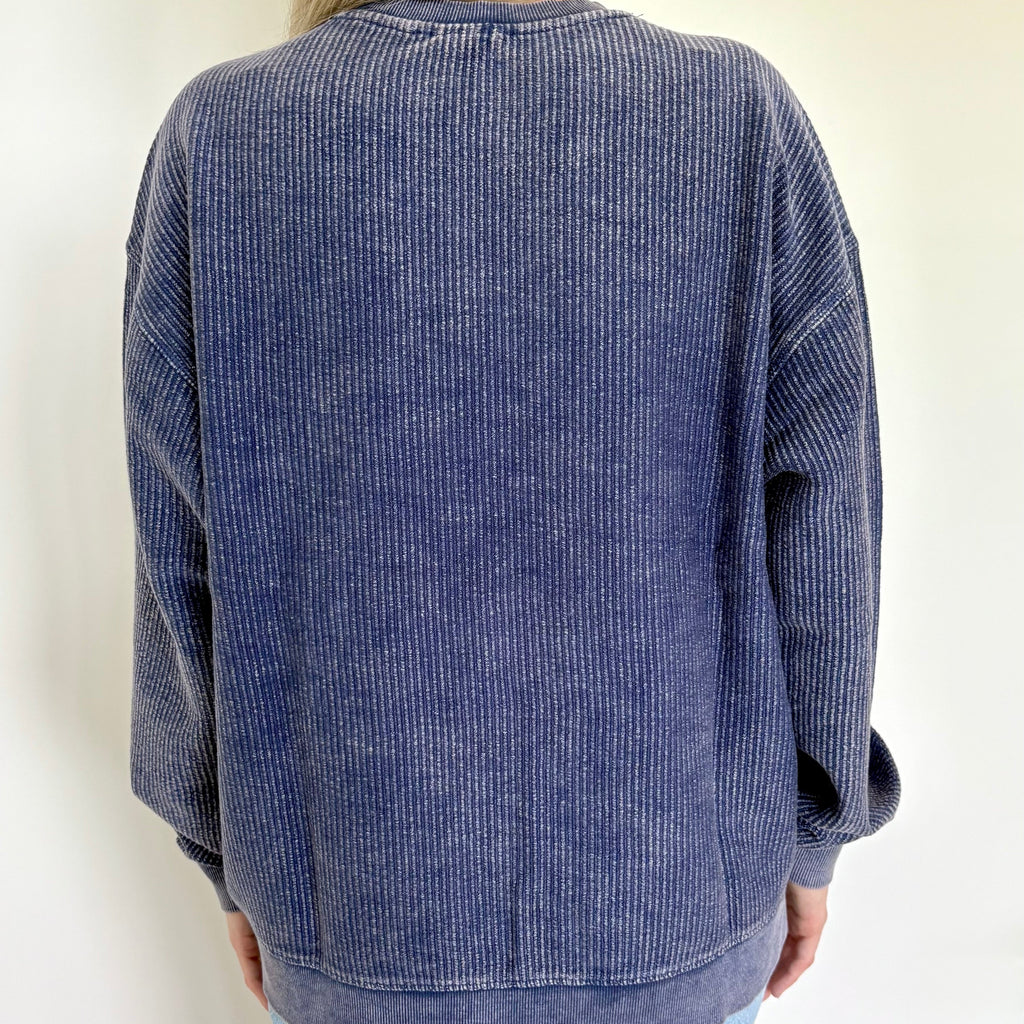 Navy Oversized Corded Crew