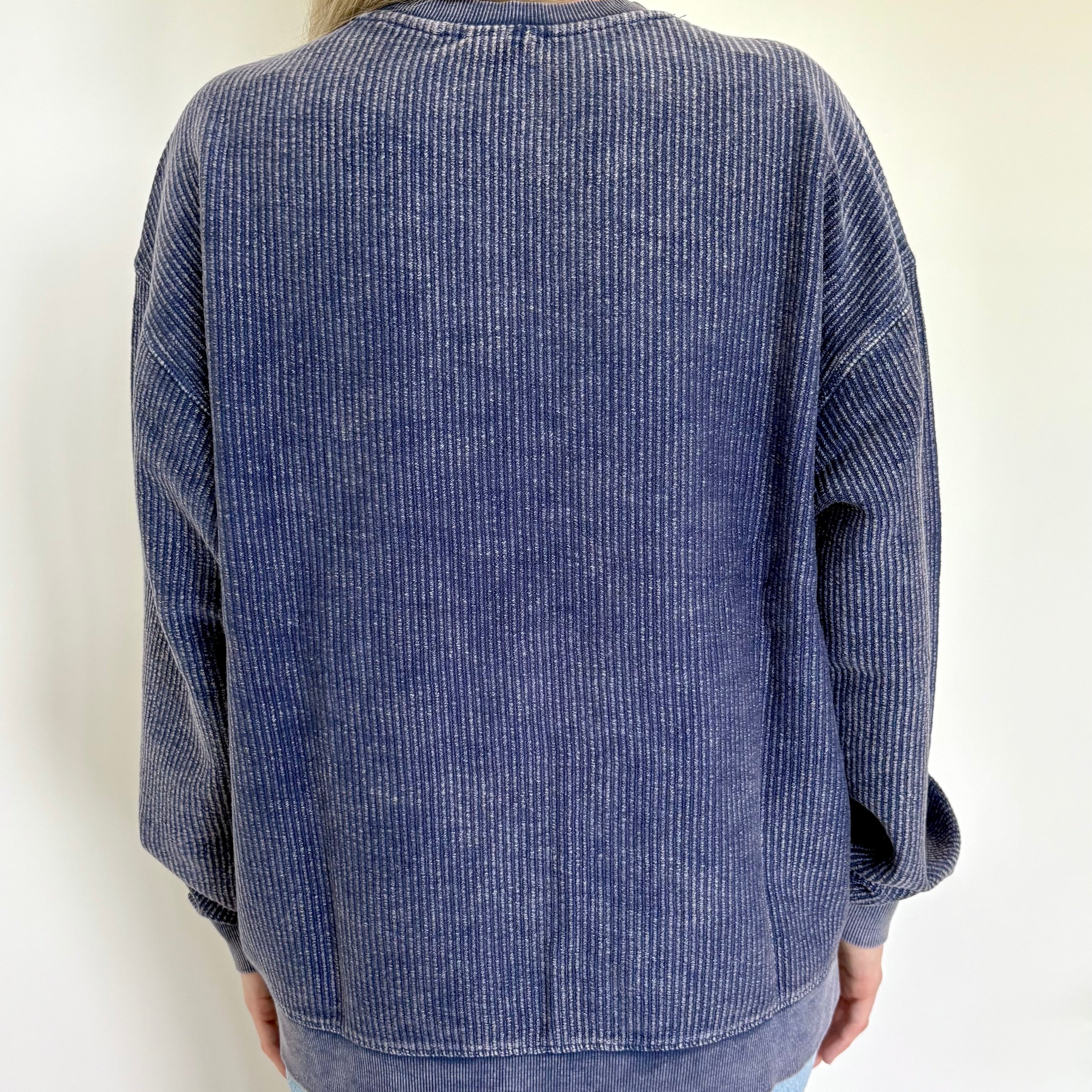 Navy Oversized Corded Crew