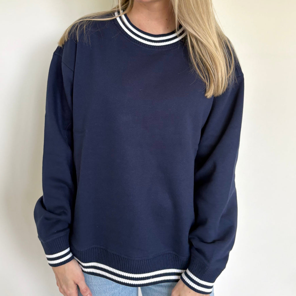 Navy Oversized Varsity Crew