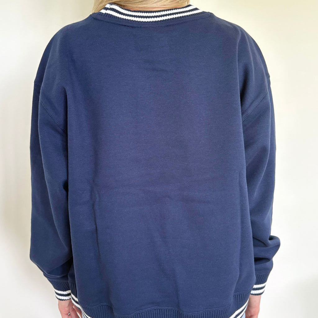 Navy Oversized Varsity Crew