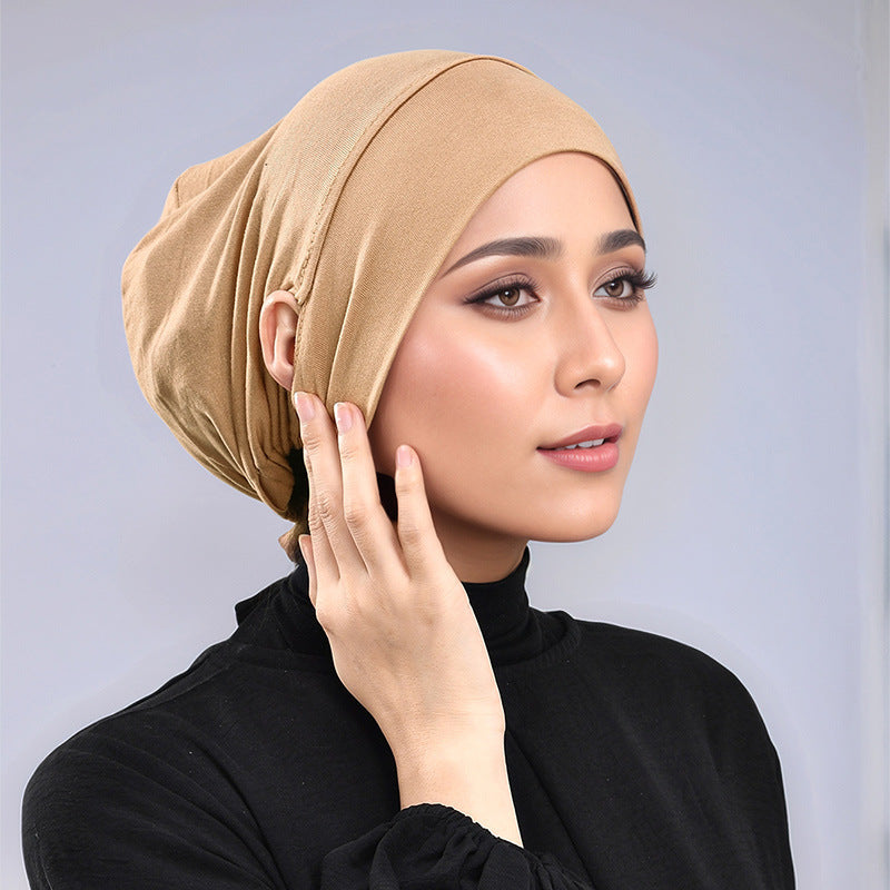 Mercerized Cotton Tie-Back Under Cap with Ear Openings(MH204)