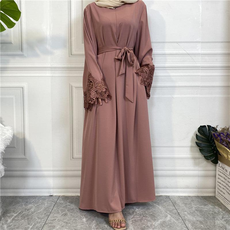 Floral Lace Zip Abaya (MA060)