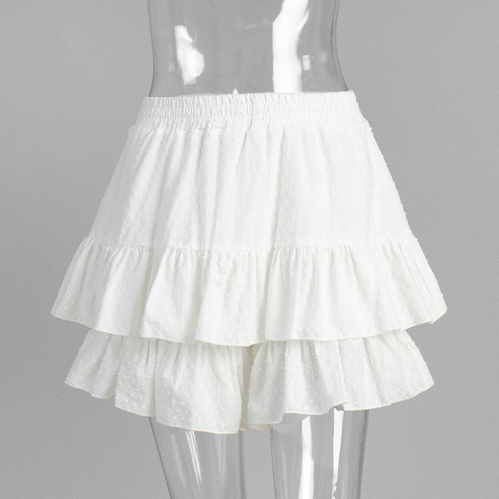 Ruffled Shorts Summer Polka Dot Solid Color High Waist Pure Cotton Shorts Pantskirt